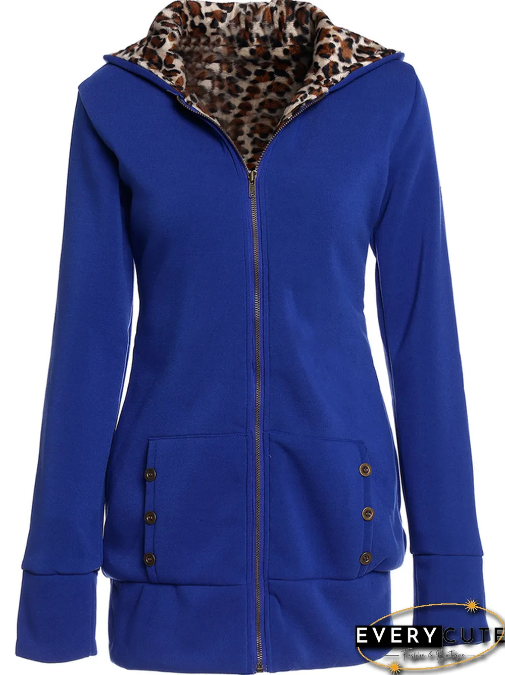 Hooded Leopard Simple Cotton Regular Fit Outerwear