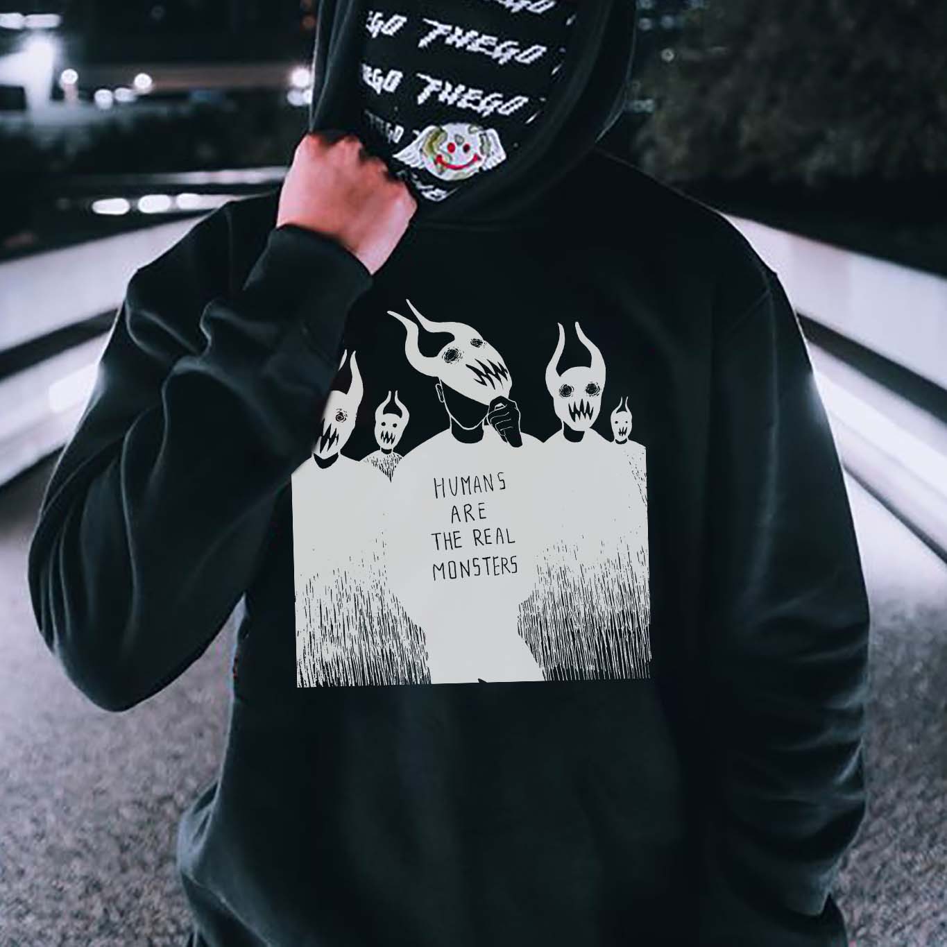 Humans Are The Real Monsters Printed Men's Casual Hoodie