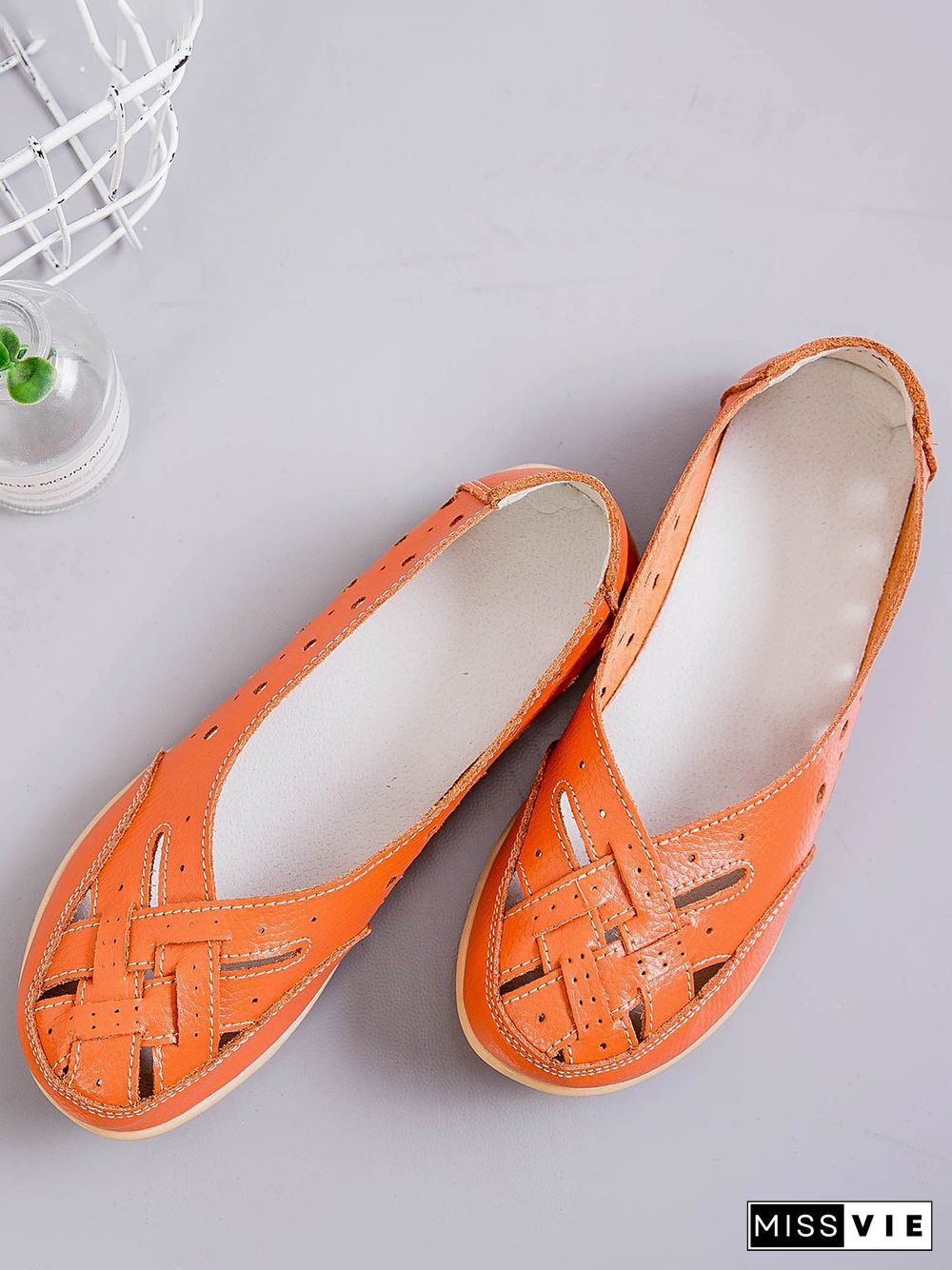 Hollow Leather Soft Sole Shoes