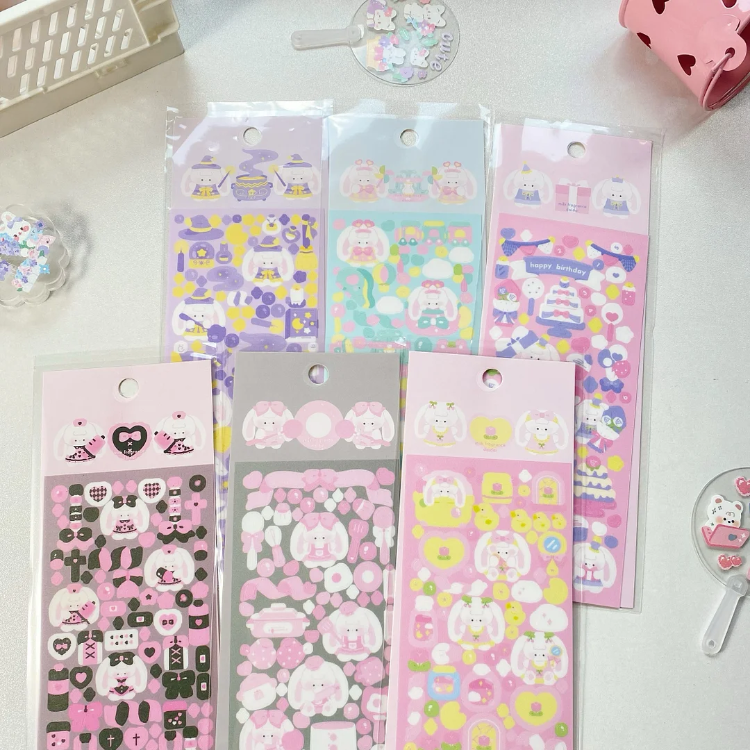 Cute Lop Eared Rabbit Cartoon Animal Stickers