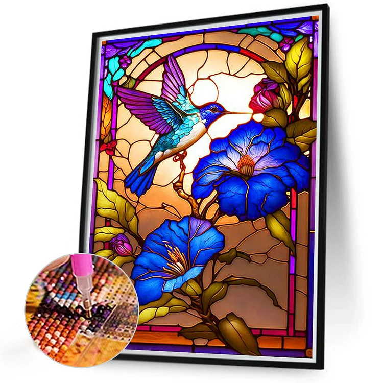 Full Round Drill Diamond Painting - Glass Flower Roses And Petunias - 30* 40cm