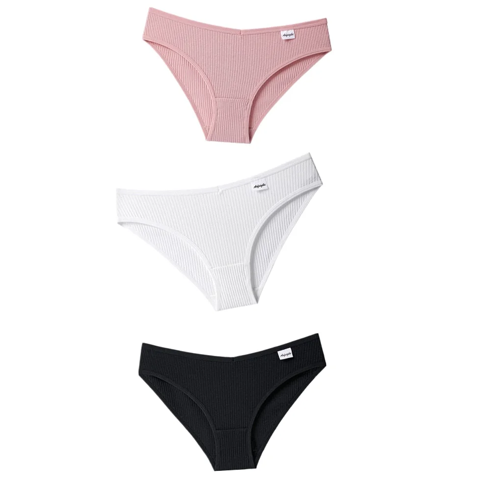 3Pcs Women's Panties Cotton Underwear Seamless Sexy V Waist Briefs Girl Low-Rise Soft Panty Women Underpants Female Lingerie New