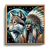 Moonlit Native And Wolf Special Shaped 5D DIY Partial Drill Diamonds Dots Gem Art Kits 11.81 X11.81inch Diamond Dots Paintings Diamonds Paintings Gem Art for Adults Beginners Home Decor