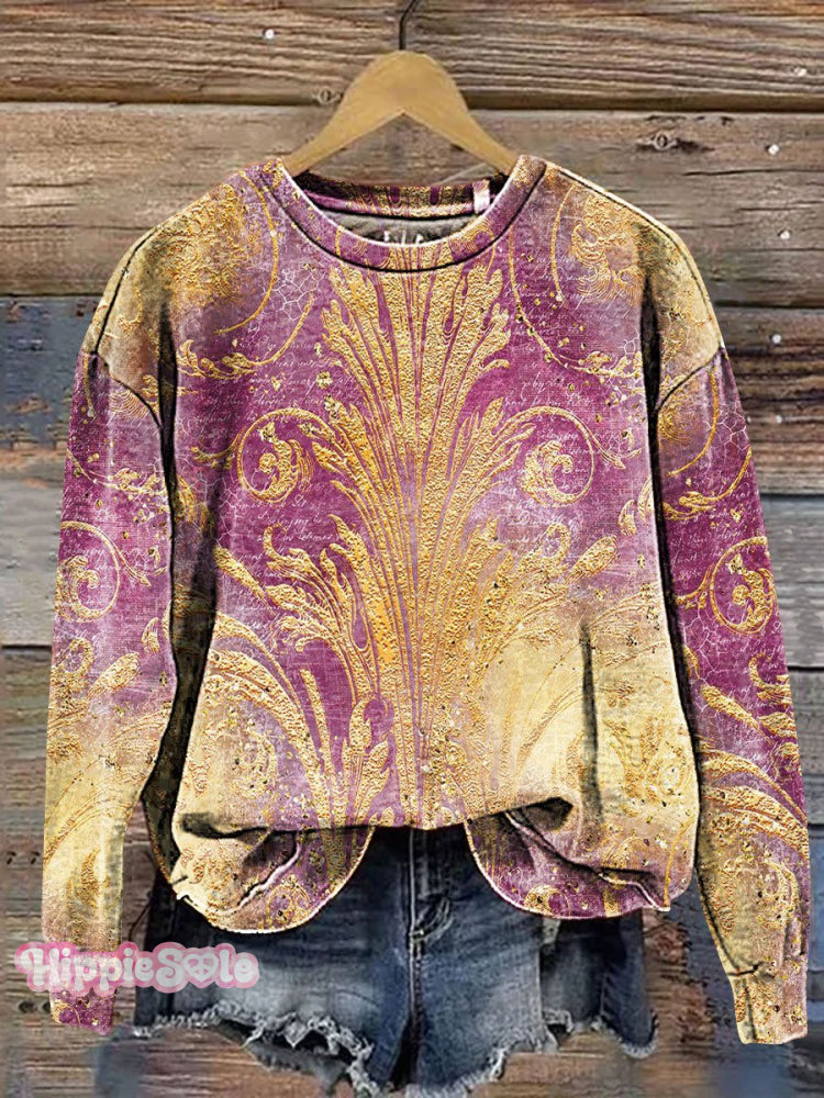 Ethnic Pattern Art Print Casual Sweatshirt Multicolor / S