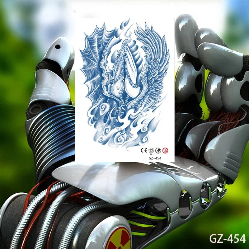 Temporary Waterproof Tattoos Stickers Christian Buddhism Taoism Pray Juice Ink Lasting Men Women Chest Body Arm Fake Tatoo DIY