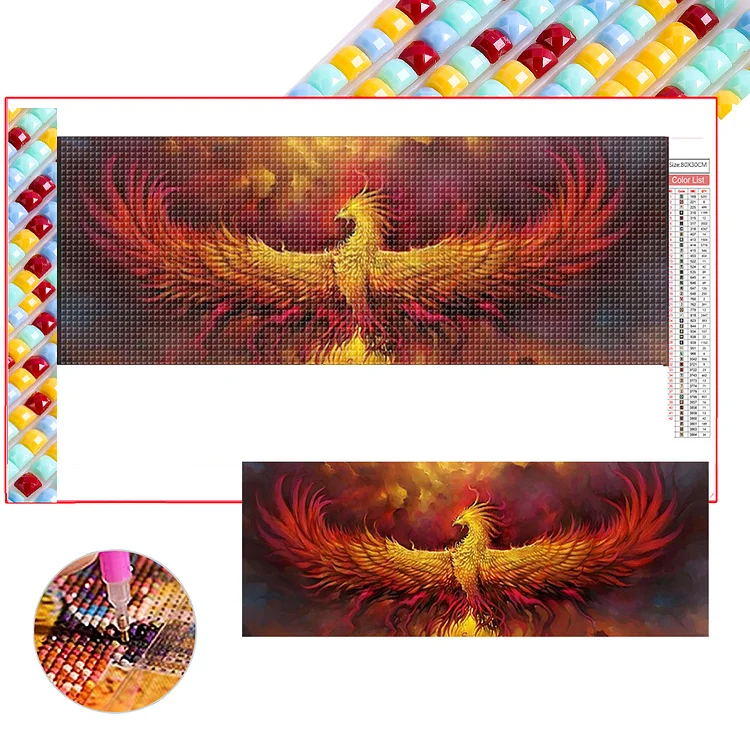 Phoenix Flying 80*30CM (Canvas) Full Square Drill Diamond Painting gbfke