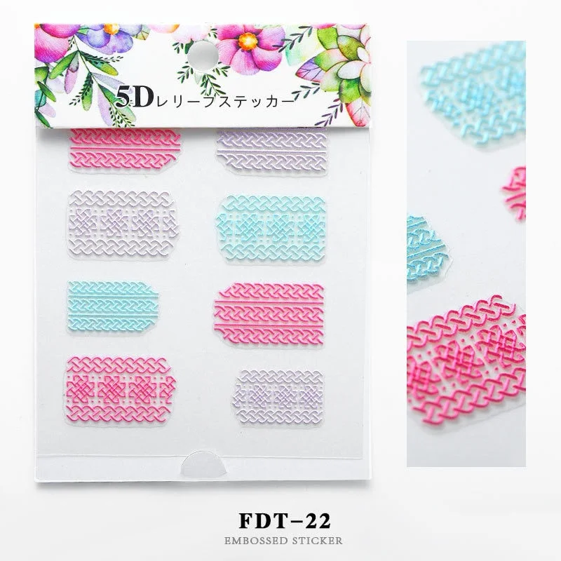 Nail Stickers Embossed 5D Elegant Flower Series Lace Designs Back Glue Nail Decals Tips For Beauty Salons-Nail Inspo