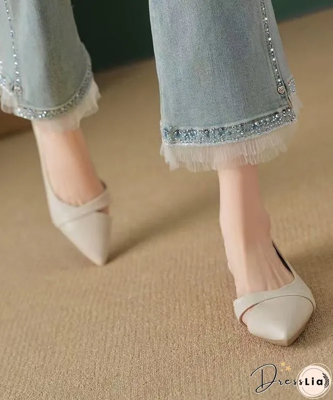 Mulberry Cowhide Leather Comfy Splicing Flat Feet Shoes