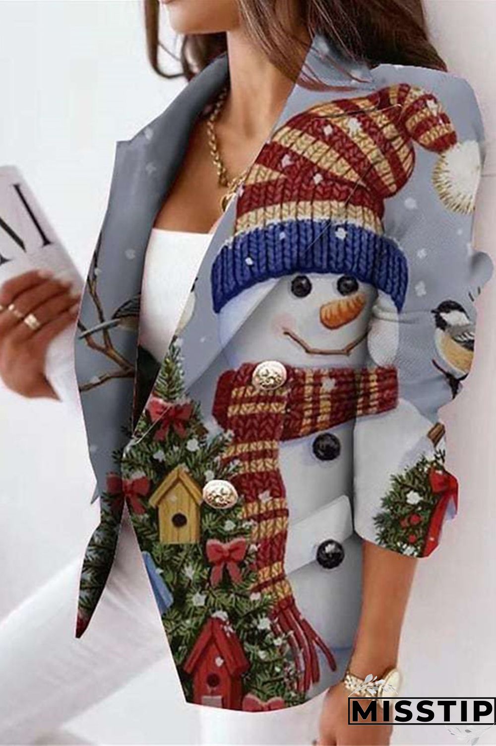 Black Red Casual Print Cardigan Turn-back Collar Outerwear