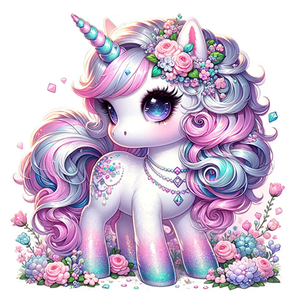 Full Square Diamond Painting 35*35cm - Black And White Unicorn