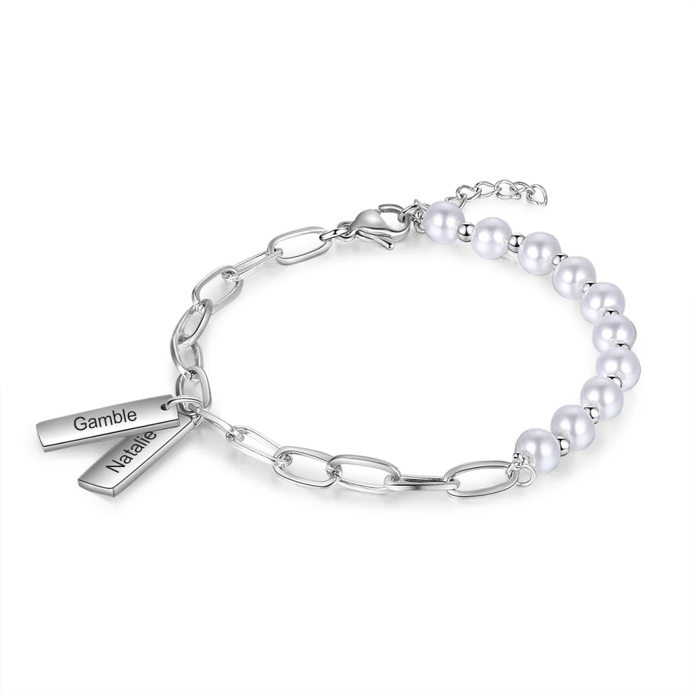 Personalisiertes Perlenarmband mit 2 Namen n2 Kettenmachen