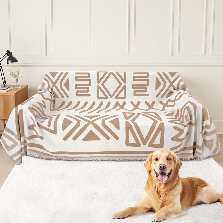Sanmadrola Boho Couch Cover Sofa Covers, Chenille Furniture Protector for Sectional Sofa, Anti Slip Couch Covers for 2 Cushion Couch, Washable Slipcover for Dog Sofa Protector