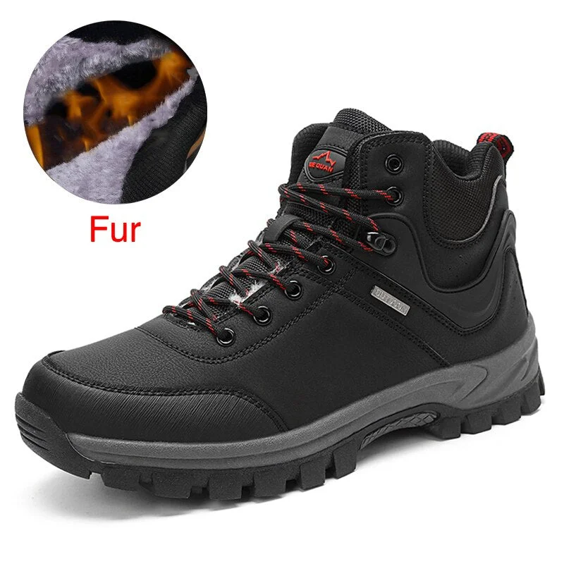 DEKABR Brand Winter Men Snow Boots Warm Plush Men's Boots Waterproof Leather Ankle Boots Top Quality Non-slip Men's Hiking Boots