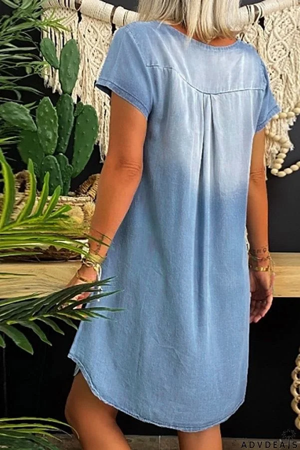 Loose Casual Short Sleeve Denim Mini Dress