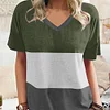 Gioiacombo&trade; Maniche corte in stile casual con scollo a V colorblock estivo