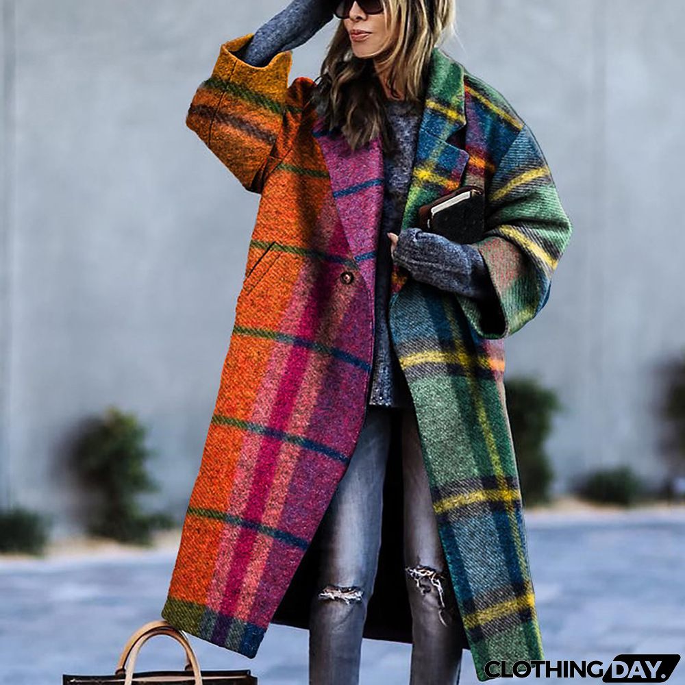 Women Fashion Autumn And Winter Long Sleeve Lapel Over Coat