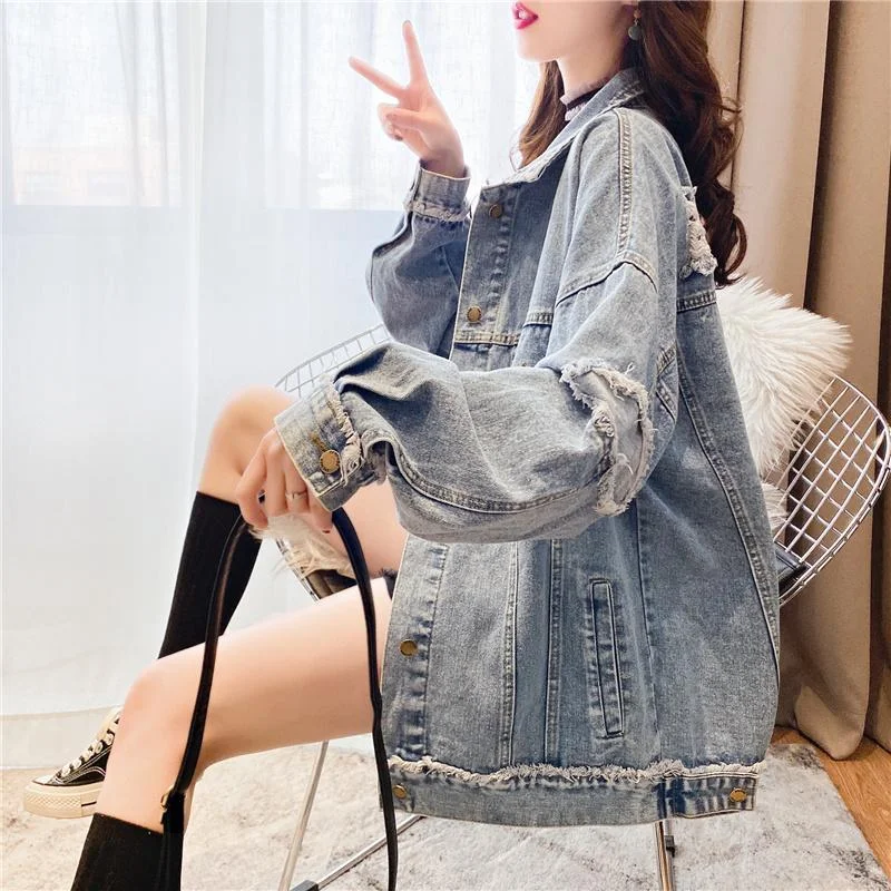 Basic Jackets Women Denim Fur-lined Leisure Chic Vintage Retro Loose Oversize Women Korean Style Coats Streetwear All-match New