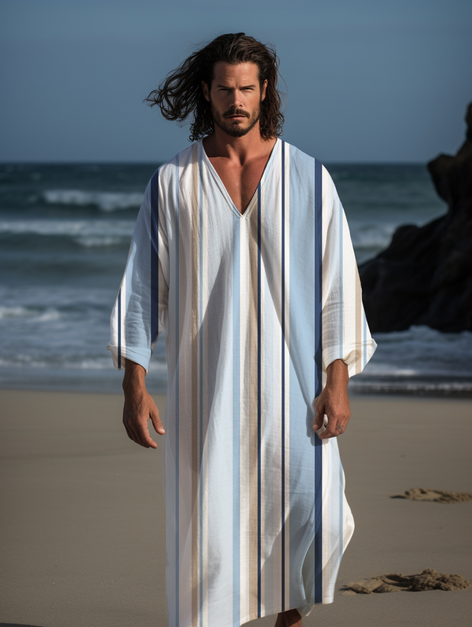 Stripe Printed Cotton Kaftan