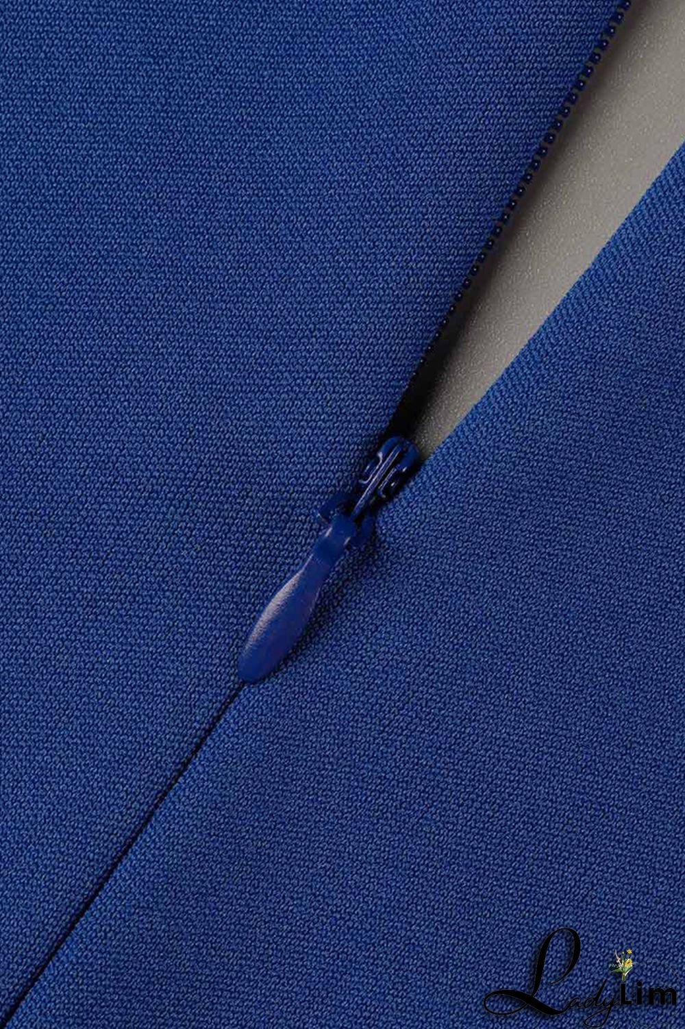 Blue Fashion Casual Solid Bandage Slit V Neck Regular Jumpsuits