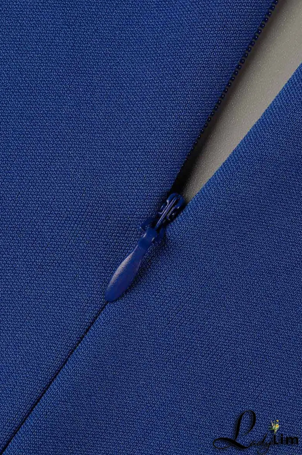 Blue Fashion Casual Solid Bandage Slit V Neck Regular Jumpsuits