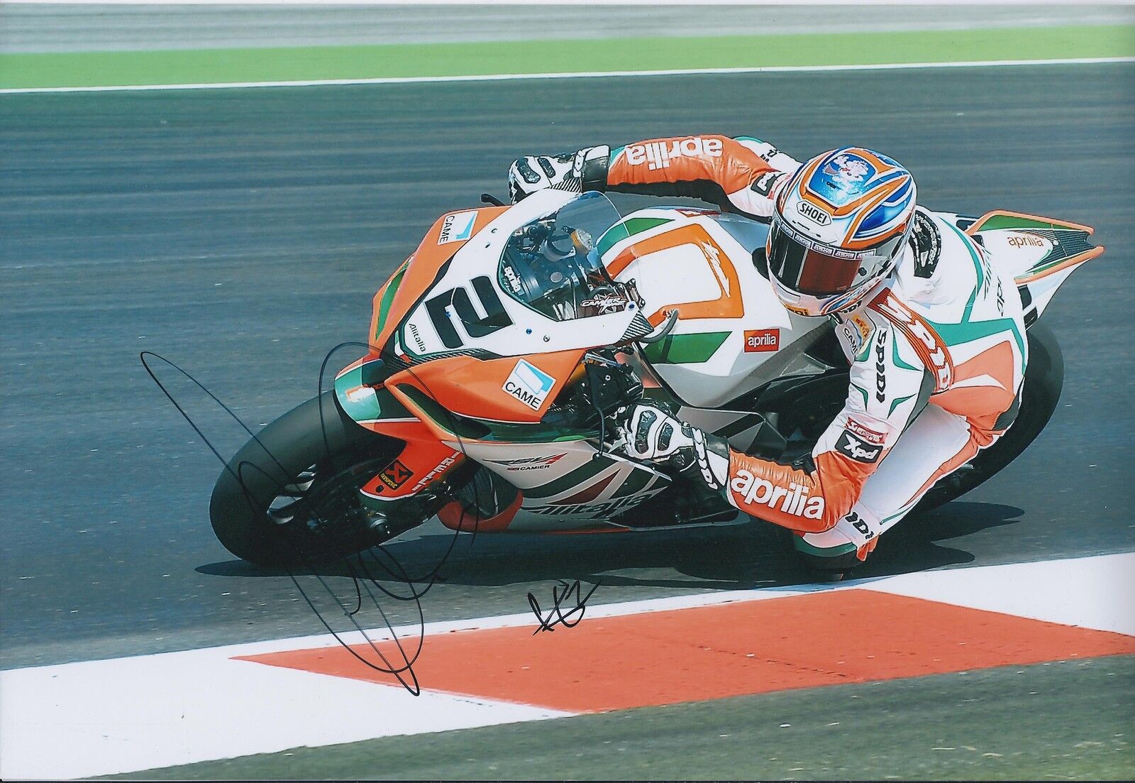 Leon CAMIER 12x8 SIGNED Superbike APRILIA Alitalia Photo Poster painting Autograph AFTAL COA