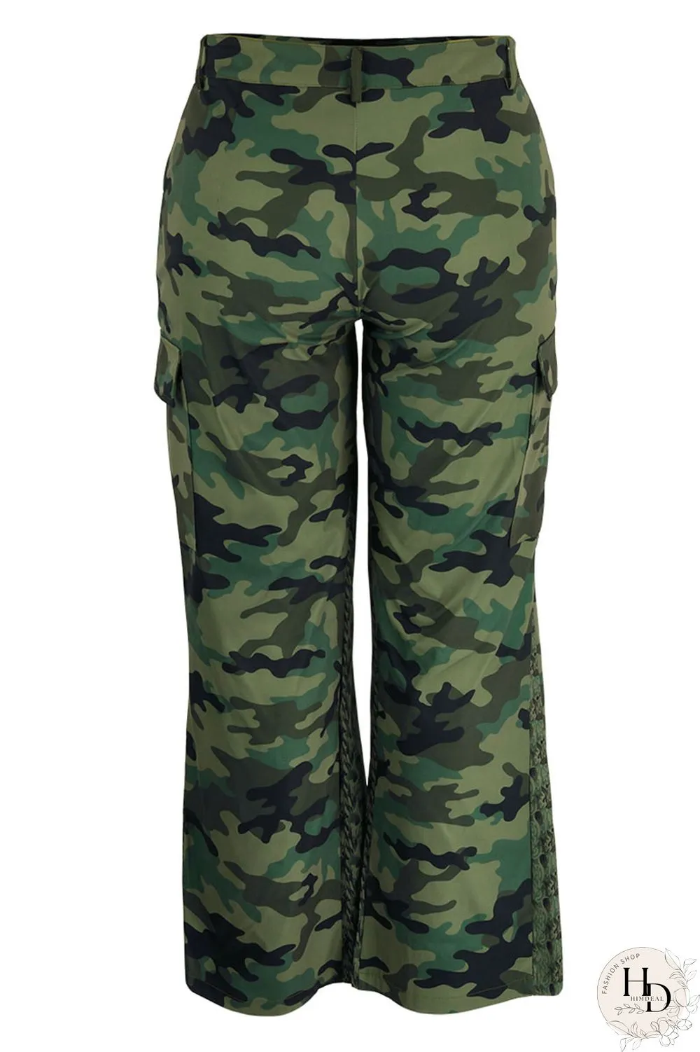 Camouflage Casual Print Camouflage Print Patchwork Plus Size