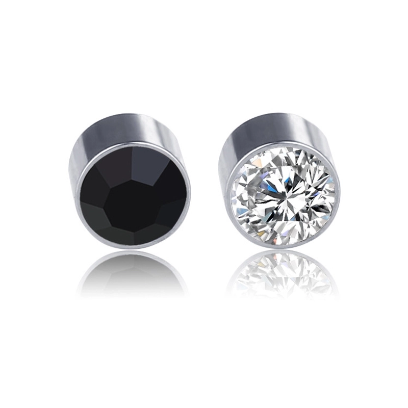New Color Diamond Titanium Steel Magnetic Stud Earrings