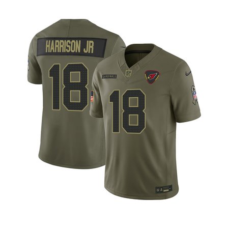 Men's Arizona Cardinals #18 Marvin Harrison Jr.  Olive 2025 Salute to Service Retired Limited Jersey