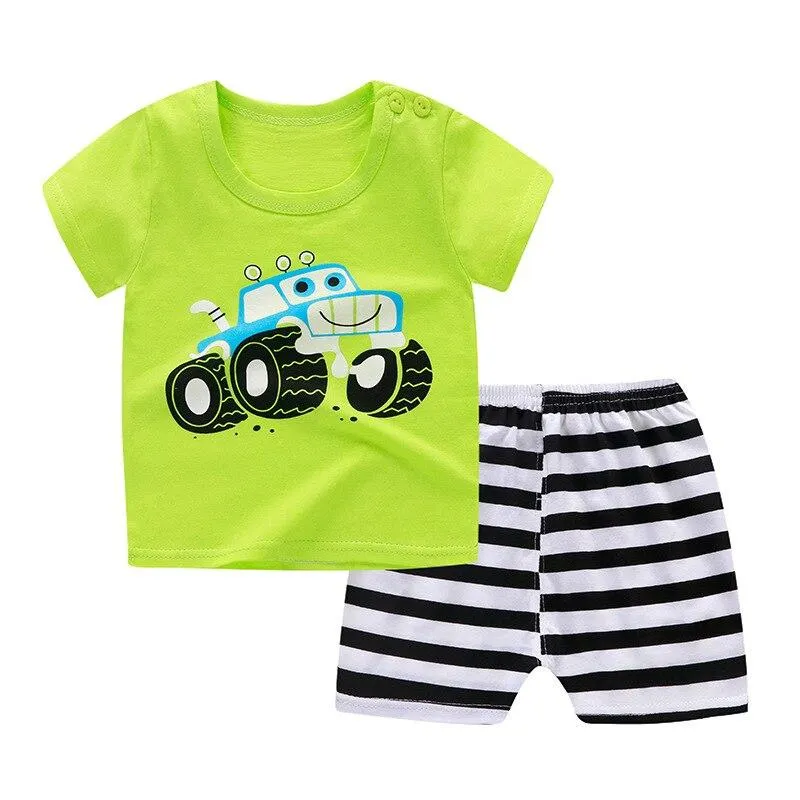 Kids Clothes Summer Infant Boy Girl Suit 2021 New Baby Cotton Sets Cute Short Toddler Dress Suit for 1-4 Years Child