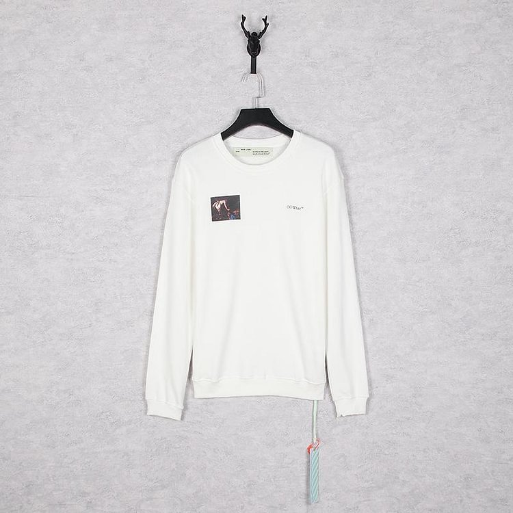 Off White Long Sleeve Round Neck Sweater Autumn And Winter Pattern Crew Neck Pullover Sweatshirt Men And Women