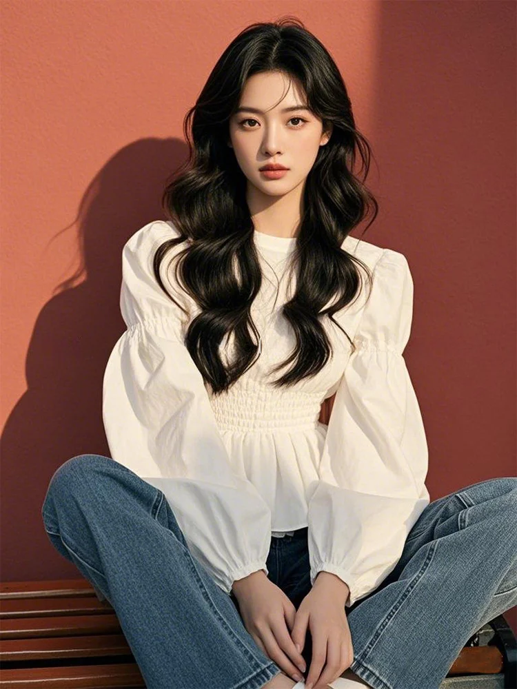 Athvotar Athvotar Year's Popular Beautiful Shirt Design Sense Of High-Grade White Waist With Shirt 2025 New Women's Clothing