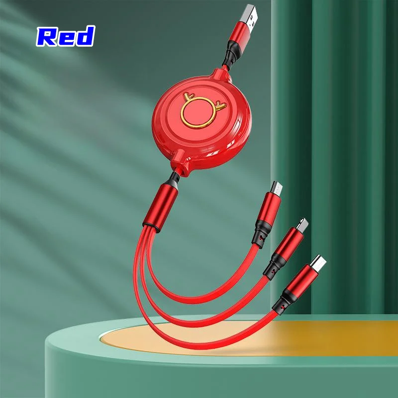 Car logo retractable 1 to 3 mobile phone charging cable