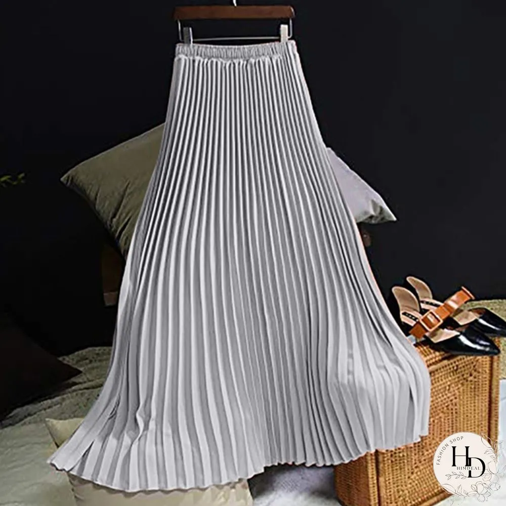 Summer New Fashion Women's Skirt One Size Multicolor Solid Pleated Skirt