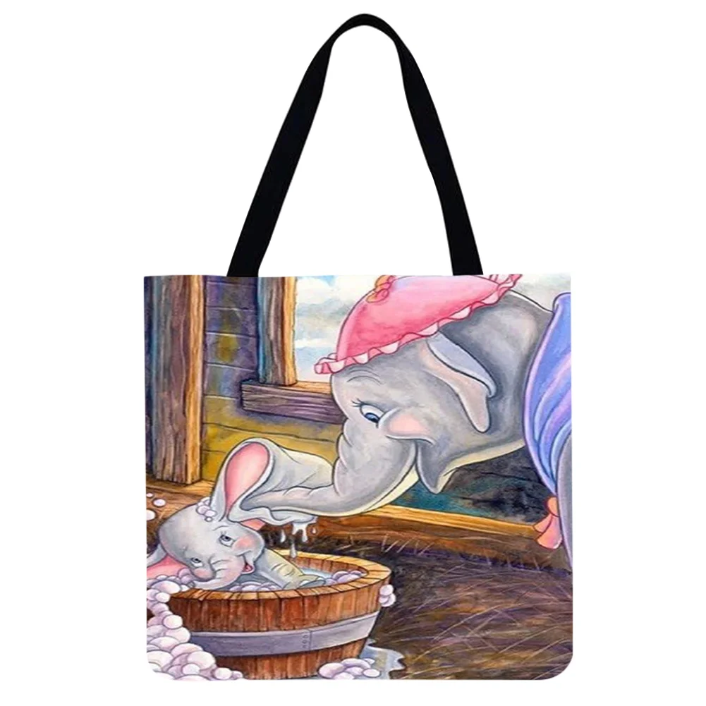 Linen Tote Bag -Elephant and baby