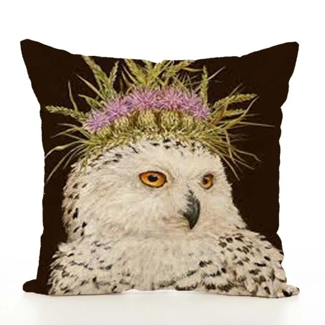 Linen Pillow Case - Squirrel Bird Bear Fox Animal