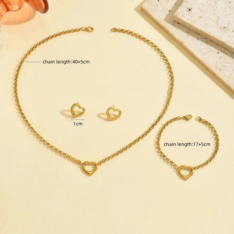 Vintage Style Classic Style Heart Shape 304 Stainless Steel Bracelets Earrings Necklace