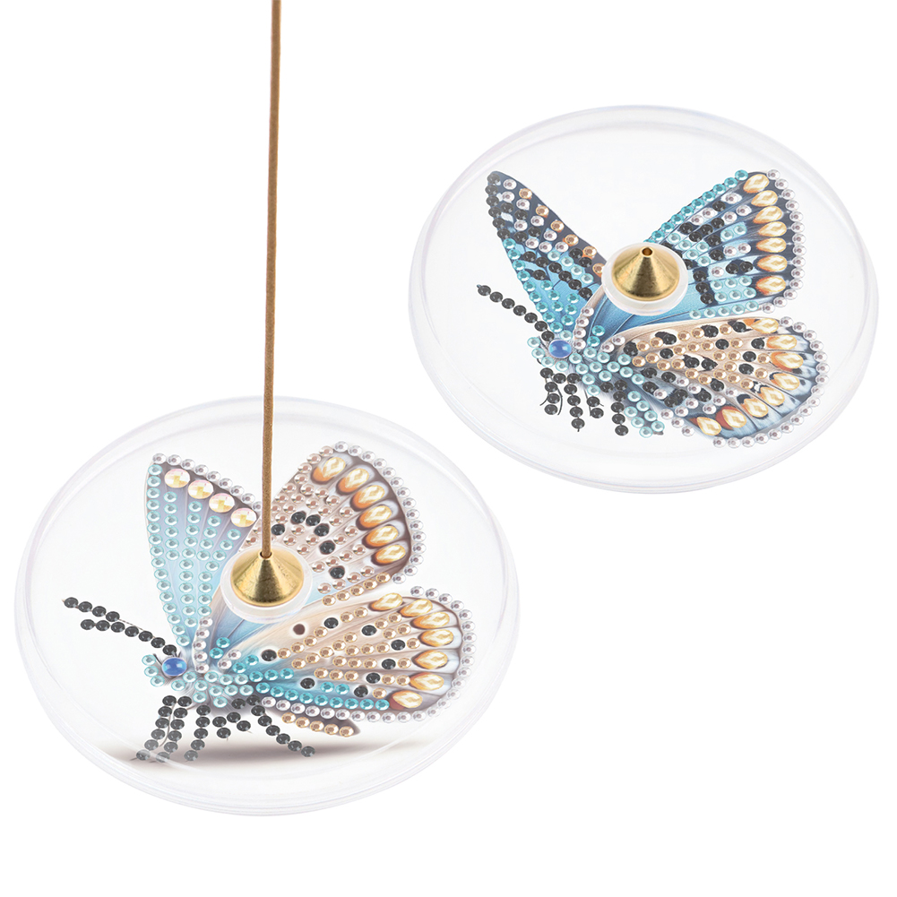 2Pcs Acrylic Special Shaped Butterfly 5D DIY Diamond Painting Incense Holder