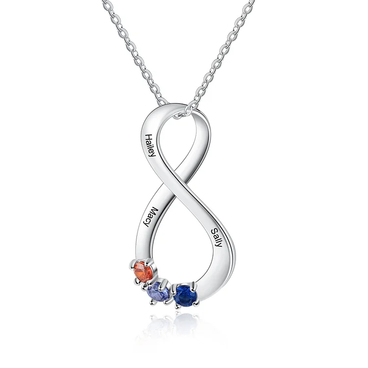 Infinity Necklace Custom Necklace with 3 Birthstones Mother's Day