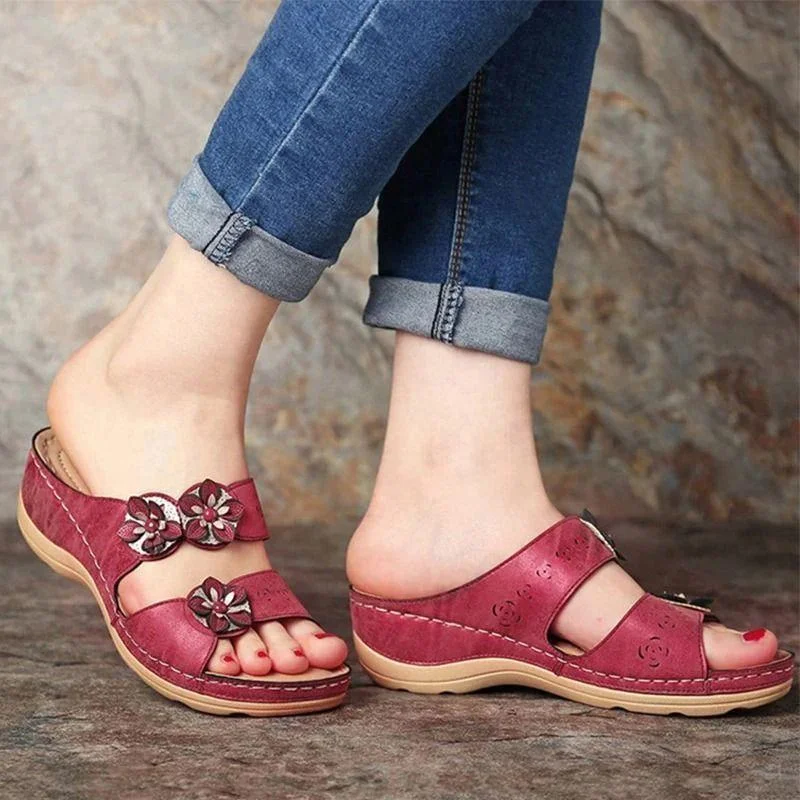 Vzzhome Premium Handicraft Open Toe Charming Fancy Flower Women Sandals - vzzhome