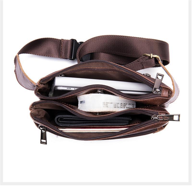 Soft Leather Casual Outdoor Fanny Bags With Large Capacity