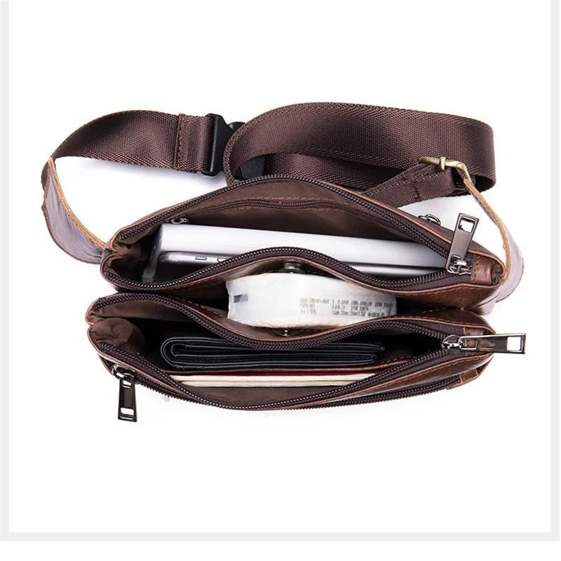 Soft Leather Casual Outdoor Fanny Bags With Large Capacity