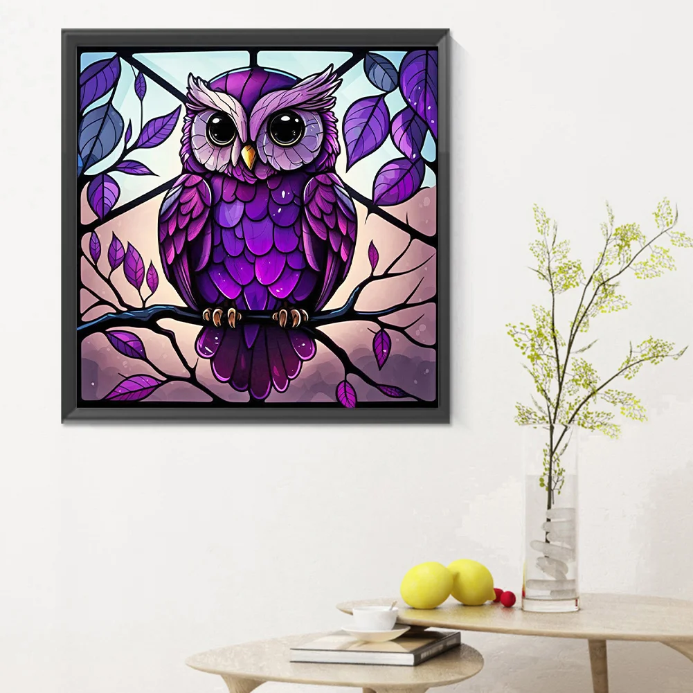 Diamond Painting - Full Round Drill - Stained Glass Owl(Canvas|30*30cm)