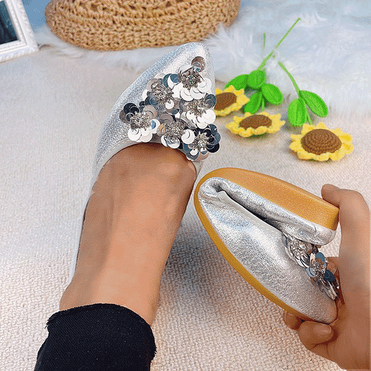 vanccy  Casual Comfort Dressy Flats For Wedding Bling Sparkly Bridal Shoes CF205 QueenFunky