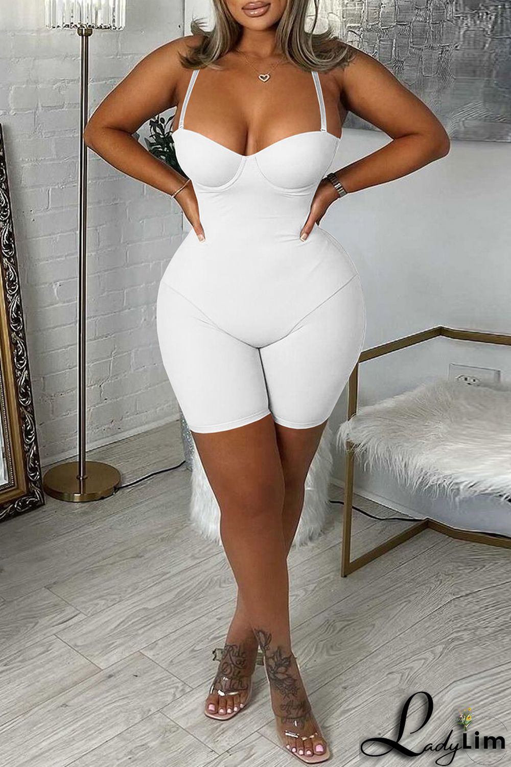 Pink Sexy Casual Solid Backless Spaghetti Strap Skinny Romper