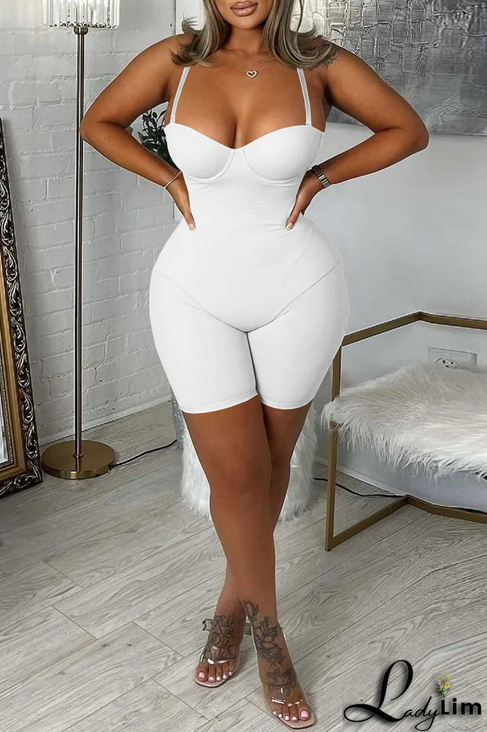 Pink Sexy Casual Solid Backless Spaghetti Strap Skinny Romper