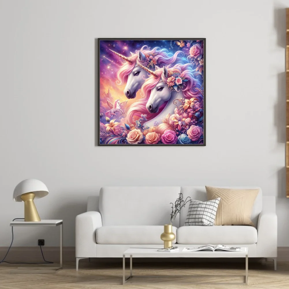 DIY Stamped Cross Stitch 18CT Full Embroidery 50*50cm - Rose Unicorn
