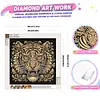 Ornate Golden Tiger Face Special Shaped 5D DIY Partial Drill Diamond Painting Kits for Adults Beginners Home Decor Diamonds Dots Gem Art Kits 11.81 X11.81inch