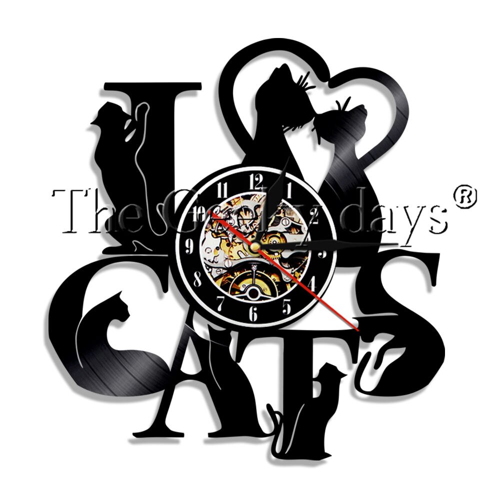 

I Love Cats Animals 3D - Vinyl Record Wall Clock - Without LED, 501 Original