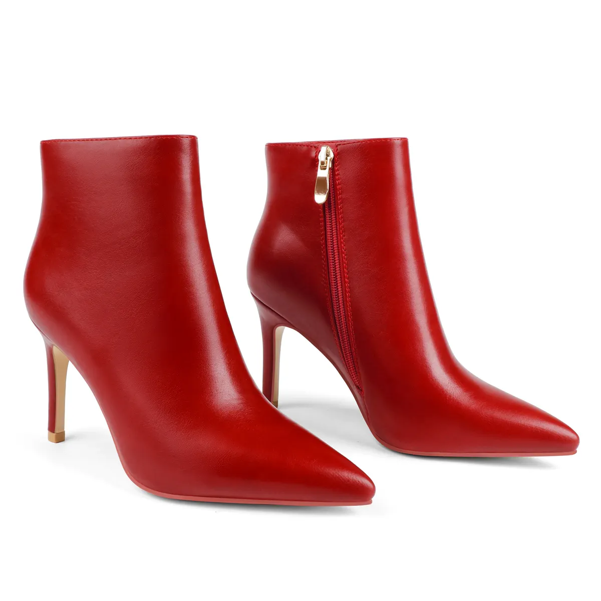 90mm Women's Ankle Boots Closed Pointed Toe Red Bottom Stilettos Booties-vocosishoes