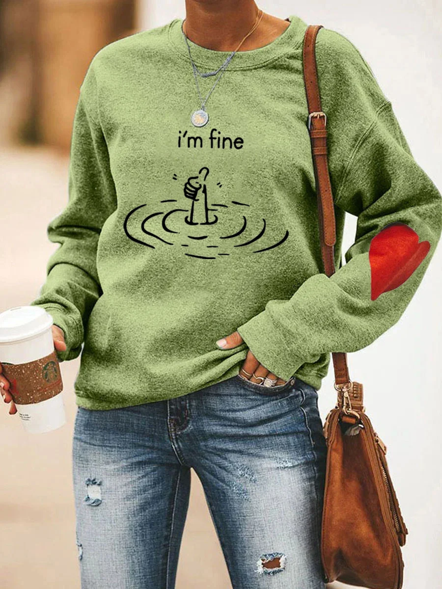 I'm Fine Heart Sweatshirt